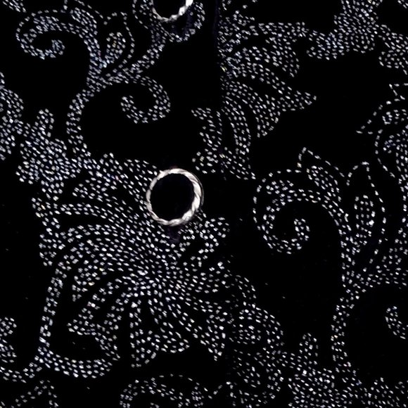 R&K EVENING Missy 18 Black Velvet With Silver Sparkle Button Down Evening Jacket - Picture 4 of 5